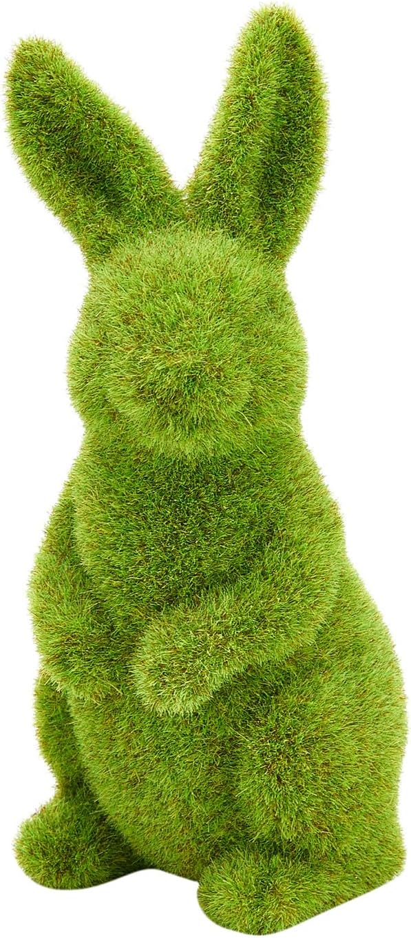 Easter Rabbit Decoration Horticulture Green Flocking Moss Sculpture Decoration Desktop Living Room Garden Easter Gift (Small 2PCS Standing+Sitting)