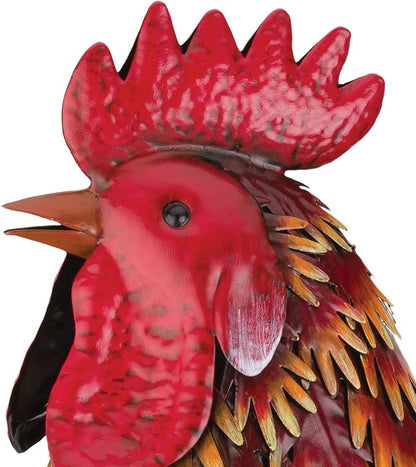 Regal Art & Gift Handcrafted Metal Rooster Statue, Weather-Resistant Farmhouse Yard Art, Indoor/Outdoor Garden Sculpture, Detailed Feather Design, Decorative Bird for Home & Garden, Arroyo, 21" Height