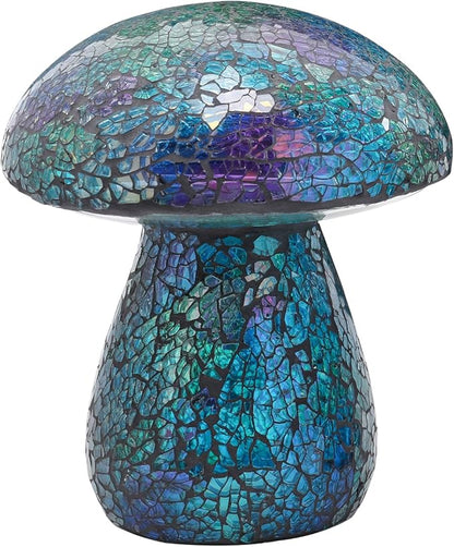 Bshine Mushroom Garden Statue Decoration, Mosaic Mushroom Sculptures Home Decor, Outdoor Waterproof Handmade Glass for Yard, Path, Lawn Ornaments and Indoor Decor, Blue