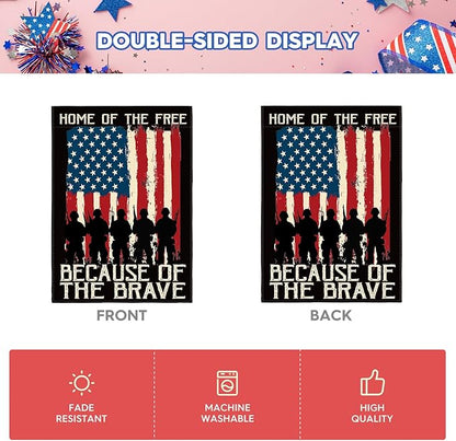 AVOIN colorlife Memorial Day Patriotic House Flag 28x40 Inch Double Sided, Veteran USA flag 4th of July Independence Day Yard Outdoor Flag