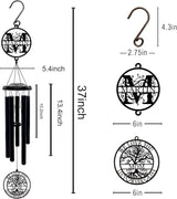 Personalized Mother's Day Wind Chimes with Custom Metal Signs, Tree of Life Mom Wind Chime with Family Name & Kids Names, Outdoor Garden Hanging for Mom
