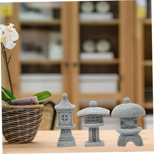 STOBOK 3pcs Sandstone Pavilion Garden Decorations Pavilion Shape Landscape Ornaments for Outdoor Decor Miniature Garden Accessories for Terrariums and Bonsai Display