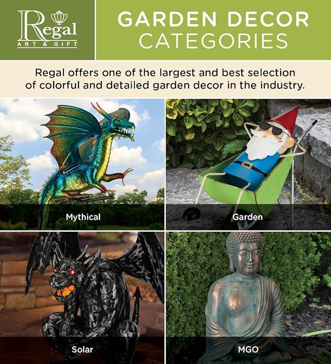 Regal Art & Gift Frog Garder Statue 9 Inch - Decorative Outdoor Sculpture, Metal Decor for Patio, Porch & Garden Décor
