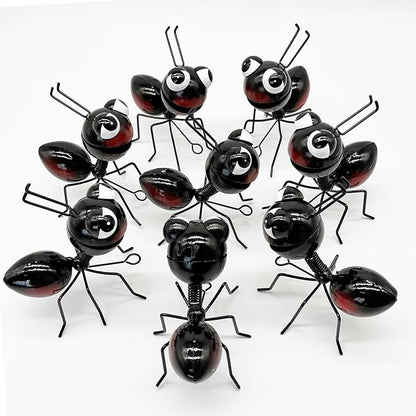 Cruis Cuka Metal Yard Art Garden Decor for Outside Cute Ants Yard Decorations Outdoor Lawn Ornaments Backyard Gifts for Mom - Set of 8（All Black）