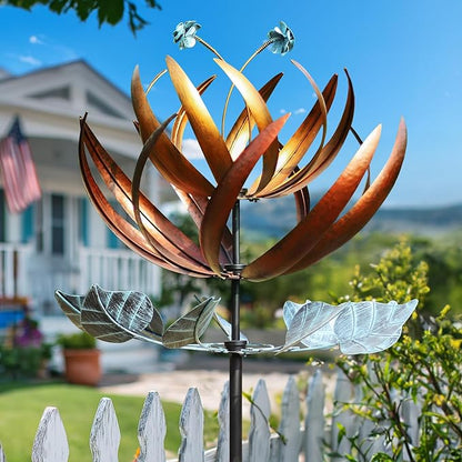 Pure Echo Wind Spinners for Yard and Garden, Wind Spinners Outdoor Large Metal, 84 inch Kinetic Wind Spinner & Wind Sculptures, Windmill Decor(Lotus)