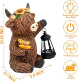 Solar Highland Cow Outdoor Statues for Garden,Outside Decor with Latern for Yard Lawn Ornaments Porch Patio Balcony Home,Birthday Easter Gifts for Grandma Mom Women