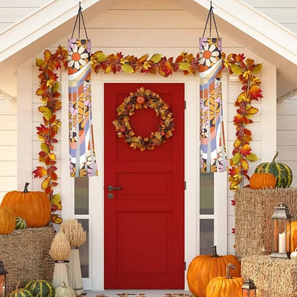 Hippie Flower Windsocks Outdoor Hanging Decoration for Home Yard Patio Lawn Garden Balcony Tree Party Wind Sock with Tails Autumn Floral Decor