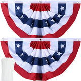American Flag Bunting Patriotic Pleated Fan Flag USA Flags with Brass Grommets and Zip Ties for 4th of July Memorial Day Decoration Outdoor (2, 2x4 Feet)