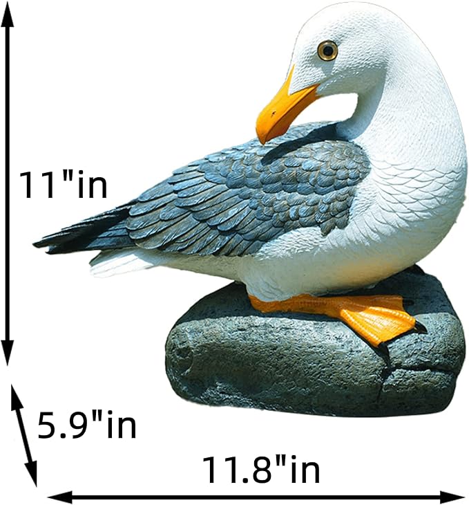 Teaeeno Real Seagull Decoration,Seagull Statue Outdoor Decoration,Seabird Decoration,Seagull Figurine Coastal Garden Decor,Bird Statue Nautical Beach Sculpture,Perfect for Home Garden,Terrace,Yard Art