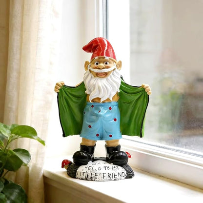 Tirifer 8.3inch/21cm Big Size Garden Gnome, Funny Outdoor Indoor Statue Gnome for Patio Lawn Garden Yard, Resin Naughty Dwarf Sculpture Art Decoration Unique Gift for Yard Balcony Porch Housewarming