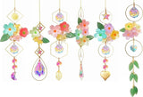 6 Pieces Flowers Ball Crystals Suncatcher Hanging Sun Catchers with Chain Pendant Ornament Crystal Prisms Rainbow for Window Decoration Gift (Gold)