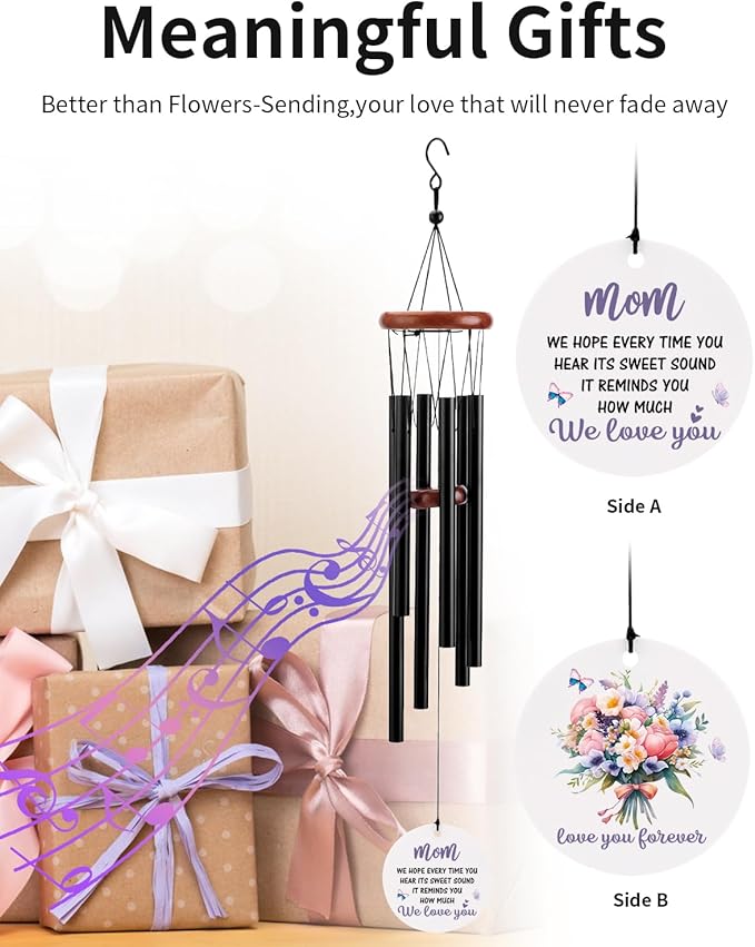 BeauGift Gifts for Mom, Wind Chimes Mom Birthday Gifts from Child Daughter Son, Mothers Day Windchime Gift, Home Decor Keepsake for Moms, Mama, Stepmom, Mother in Law