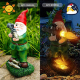 Solar Military Garden Gnome Statue with RPG, Large War Army Combat Defender Soldier Patriotic Gnome Figurine with Gun, Outdoor Patio Yard Lawn Home Ornament Decor, Valentine's Day Men Gift