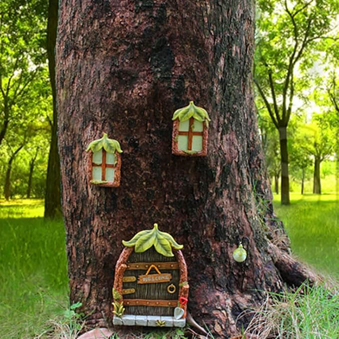 Outdoor Statues Garden Decoration,Garden Sculpture Figurine,Yard Statuette Garden Accessories Resin Statues,Gardening Supplies Garden Statuary Ornament,Trees Decoration Glow in The Dark