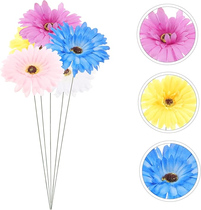 5pcs Daisy Garden Stakes Decor Metal Flower Pathway Stakes for Outdoor Decoration Vibrant Garden Art for Home and Festivals