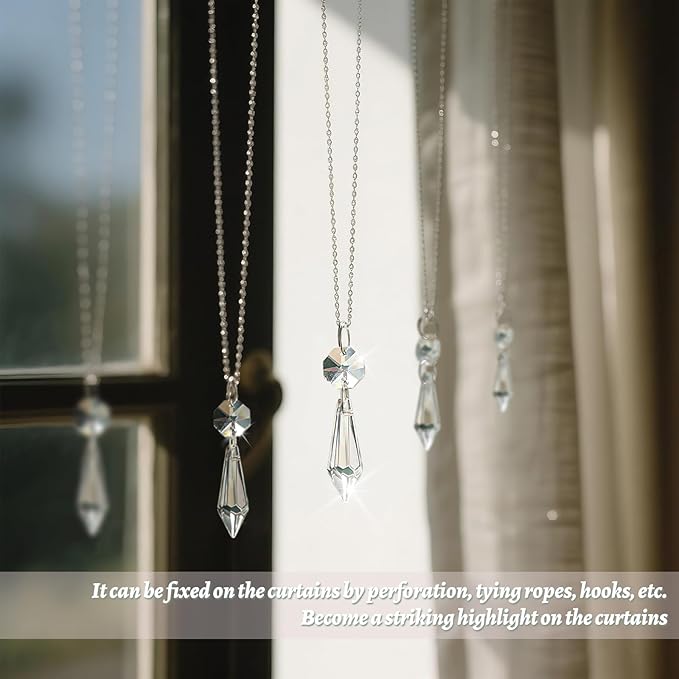100PCS Premium Clear Crystal Glass Drops 2.4" - Multi-Purpose Hanging Prisms Bulk for Holiday Party/Home/Window Decoration/Chandelier Replacement Parts