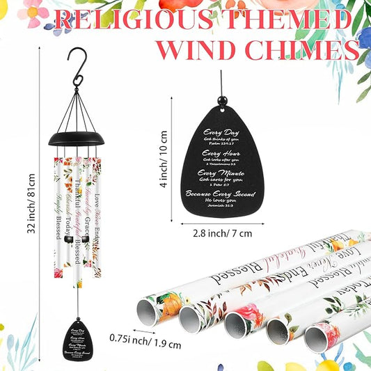 32 in Christian Wind Chimes Easter Gifts for Women Men Large Inspirational Religious Spiritual Wind Chimes with Bible Verse Baptism Easter Birthday Faith Based Gifts for Mom Sister