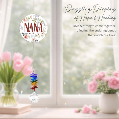 Aluminum Ornament Suncatcher - Nana - Christmas Mother's Day Birthday Gifts for Grandma, Mom - Unique Gift from Daughters, Granddaughters - Crystal Rainbow Maker - Window Hangings Home Decor
