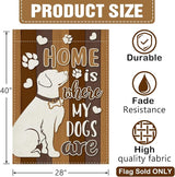 Dyrenson Home is Where My Dogs are 28 x 40 House Flag Double Sided, Pet Paw Print Garden Yard Decoration Dog Owner Lover Gifts, Farmhouse Rustic Burlap Outdoor Decor Decorative Large Flag
