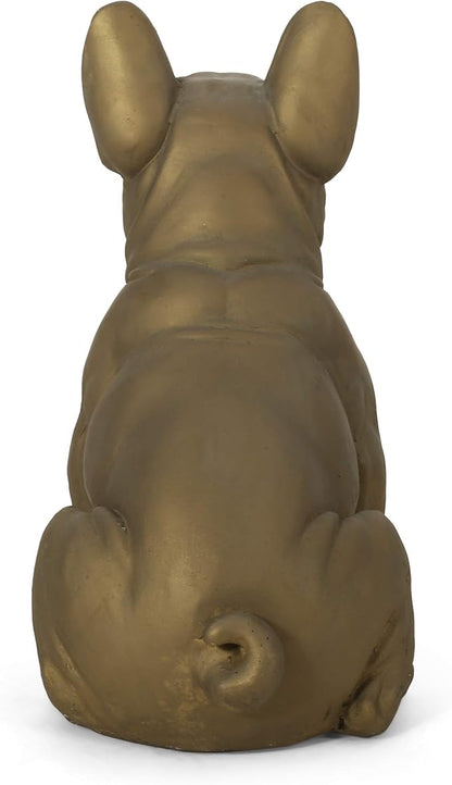 Christopher Knight Home Susan Outdoor French Bulldog Garden Statue, Rustic Gold