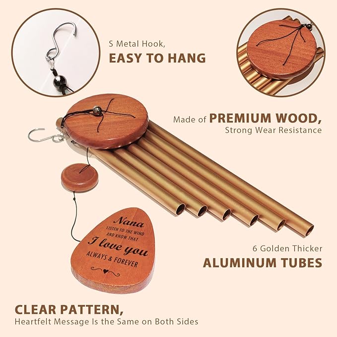Gifts for Grandma Nana from Grandkids Granddaughter Grandchildren, Wind Chimes Birthday Gifts for Nana Grandma Garden Patio Decoration