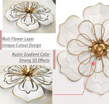 Metal Flower Wall Art Decor, 8.3" Rustic Modern Floral Sculpture, Distressed Iron Wall Hanging Home Decoration Accent Artworks for Indoor Kitchen Bedroom Living Room Office Outdoor Garden Patio - 06