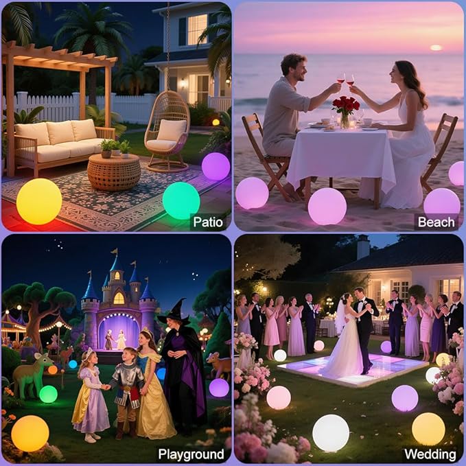 10-in Solar Orb Light, Waterproof Solar Globe Light Outdoor Dimmable RGB Color Changing Solar Garden Ball Light for Outside w/Remote, Landscape Lighting Mood Lamp w/Ground Stake for Yard Poolside Lawn