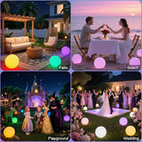 10-in Solar Orb Light, Waterproof Solar Globe Light Outdoor Dimmable RGB Color Changing Solar Garden Ball Light for Outside w/Remote, Landscape Lighting Mood Lamp w/Ground Stake for Yard Poolside Lawn