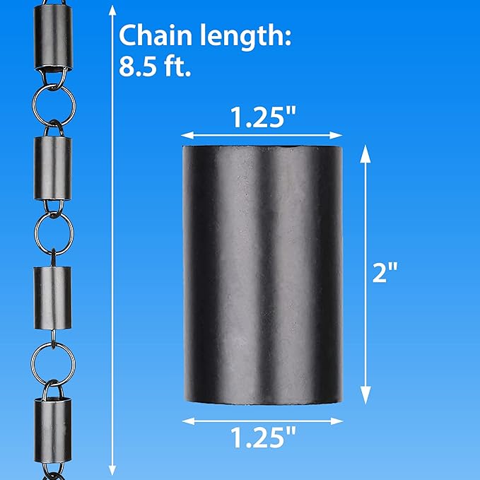 RainChains Pacific Channel Rain Chain 8.5ft Black Aluminum Rain Chains for Gutters Decorative Chain.