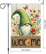 Gnome Garden Flags 12x18 Inch Double Sided Small Burlap Spring Summer Seasonal Holiday Wildflowers Home Outdoor Yard Lawn Welcome Buffalo Plaid Flag Decor