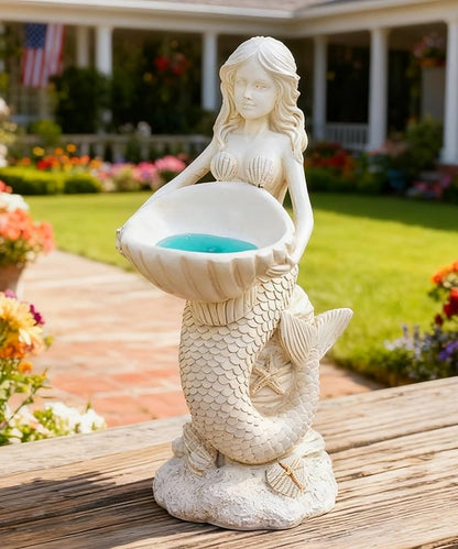 Nacome Solar Mermaids Birdbath Garden Decor: Outdoor Statues Ornaments for Outside Decorations Yard Art Lawn Porch Patio Balcony - Birthday Gifts for Mom Grandma Women Lover