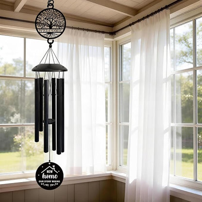 House Warming Gifts New Home, 37" Black Wind Chimes Housewarming Gifts, New Home Gift Ideas for Women Men Homeowners Couples Family Friends,Outdoor Decor for Patio,Garden,Yard