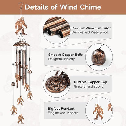 Bigfoot Wind Chimes for Outside,41" Metal Windchimes,Housewarming/Easter/Halloween/Festival/Birthday/Anniversary Bigfoots Gifts for Women/Men, Bigfoot Decor for Outside, Patio or Yard, Garden