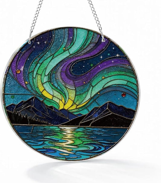 Artistic Colorful Acrylic Suncatcher, Indoor Window Wall Art, Galaxy Mountain River Acrylic Window Hanging, Housewarming Gift, Birthday Gift Idea for Women Men