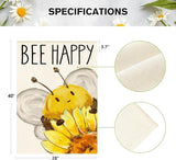AVOIN colorlife Summer Bee Happy House Flag 28x40 Inch Double Sided Outside, Sunflower Party Holiday Burlap Yard Outdoor Decoration