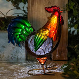 MUMTOP Rooster Solar Lights Outdoor Garden Decor, Rooster Solar Light Outdoor Waterproof with Crackle Glass Globe Gardening Statue Gifts and Metal Chicken Yard Art for Lawn Porch Patio Outside Garden