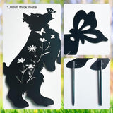 Metal Dog Garden Decor for Outside,Set of 2 Silhouette Yorkie Garden Stakes Decoratvie,Dog Garden Statues