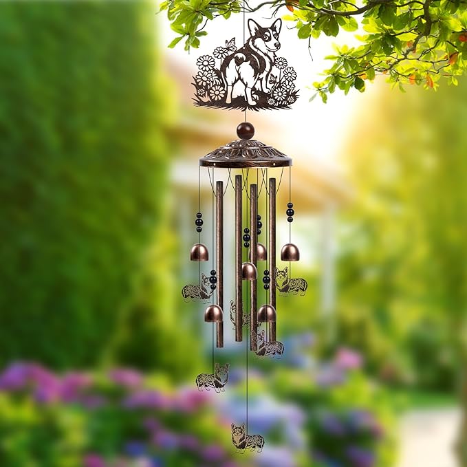 Dog Wind Chimes for Outside - Corgi Gifts for Corgi Lovers Women Men Dog Themed Festival Metal Windchimes Outdoors Decor for Home Yard Patio Garden Birthday Memorial