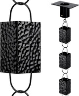 Rain Chains for Gutters Outside 8.5FT Black Rain Catcher Chain with Adapter 16 Cups Decorative Replacement for Downspout