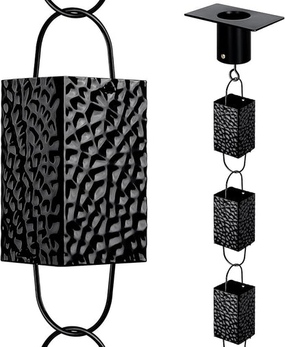 Rain Chains for Gutters Outside 8.5FT Black Rain Catcher Chain with Adapter 16 Cups Decorative Replacement for Downspout