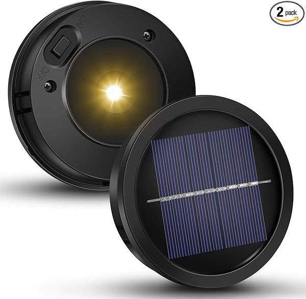HELESIN Replacement Solar Light Parts, 2 Pack Lights Replacement Top,Waterproof Solar Light Inserts for Hanging Lanterns, DIY Box Top DIY Outdoor Garden Patio Decor (Warm Yellow, 3.35in
