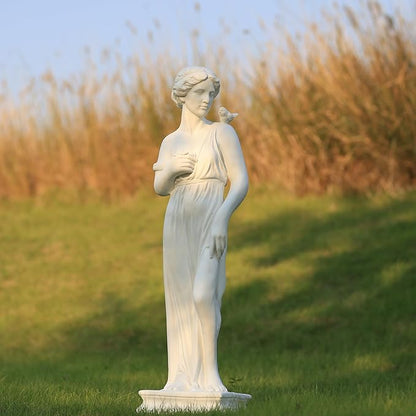 EROMMY Outdoor Garden Statue, 31.5-Inch Greek Nymph Sculpture in Roman Style, Elegant Goddess Figurine for Patio, Yard, Lawn & Porch Decor Ivory