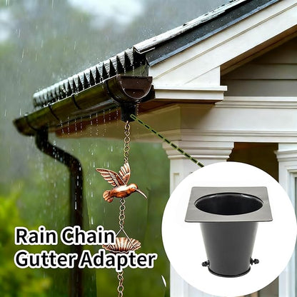 Rain Chain Gutter Adapter, Black Powder Coated Gutter Adapter Rust Resistant Rain Chains for Outside (Black Adapter)
