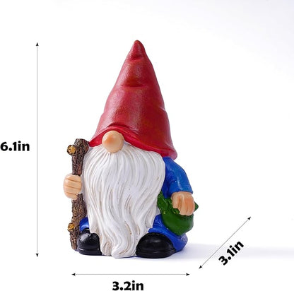 Hand-Painted Traveler Resin Garden Gnome Statue 6.1in - Whimsical Explorer Figurine for Outdoor & Indoor Decor - Weather Resistant Gnome with Staff & Satchel for Patio, Yard, Lawn, Home & Gift