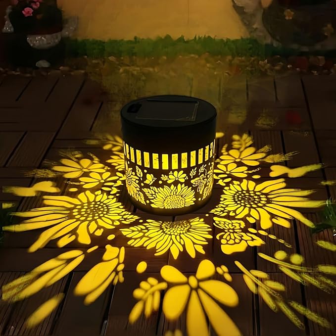 Decorative Solar Mandala Lights Outdoor Waterproof LED Metal Solar Powered Wall Fence Lights for Garden Yard Deck Step Patio Pool Lawn Back Yard Exterior Wall Decorative Lighting(#B,2PCS)