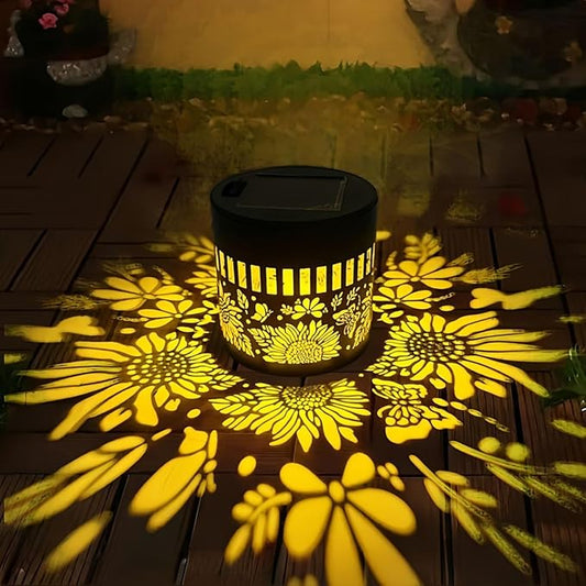 Decorative Solar Mandala Lights Outdoor Waterproof LED Metal Solar Powered Wall Fence Lights for Garden Yard Deck Step Patio Pool Lawn Back Yard Exterior Wall Decorative Lighting(#B,4PCS)