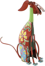 Deco 79 Metal Dog Decorative Garden Sculpture Indoor Outdoor Garden Statue with Floral Pattern, Outdoor Sculpture 12" x 6" x 17", Multi Colored
