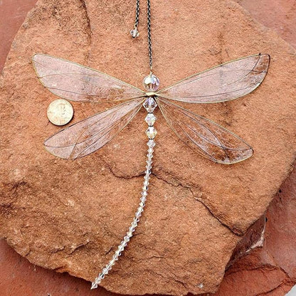 Dragonfly Pendant, Dragonfly Shape Rainbow Maker Hanging Crystal for Windows Garden Tree Car Wedding Room Decoration(15X15cm)