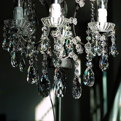 20pcs 50mm Teardrop Chandelier Crystals, Clear Replacement Parts Hanging Pendants Connected Glass Octagon Beads for Chandelier Decoration