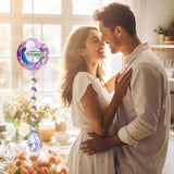 Happy Anniversary Crystal Suncatcher - Engraved Message, Sparkling Rainbow Decor for Home Bedroom Living Room, Complete Gift Set for Wife Girlfriend Her on Anniversary